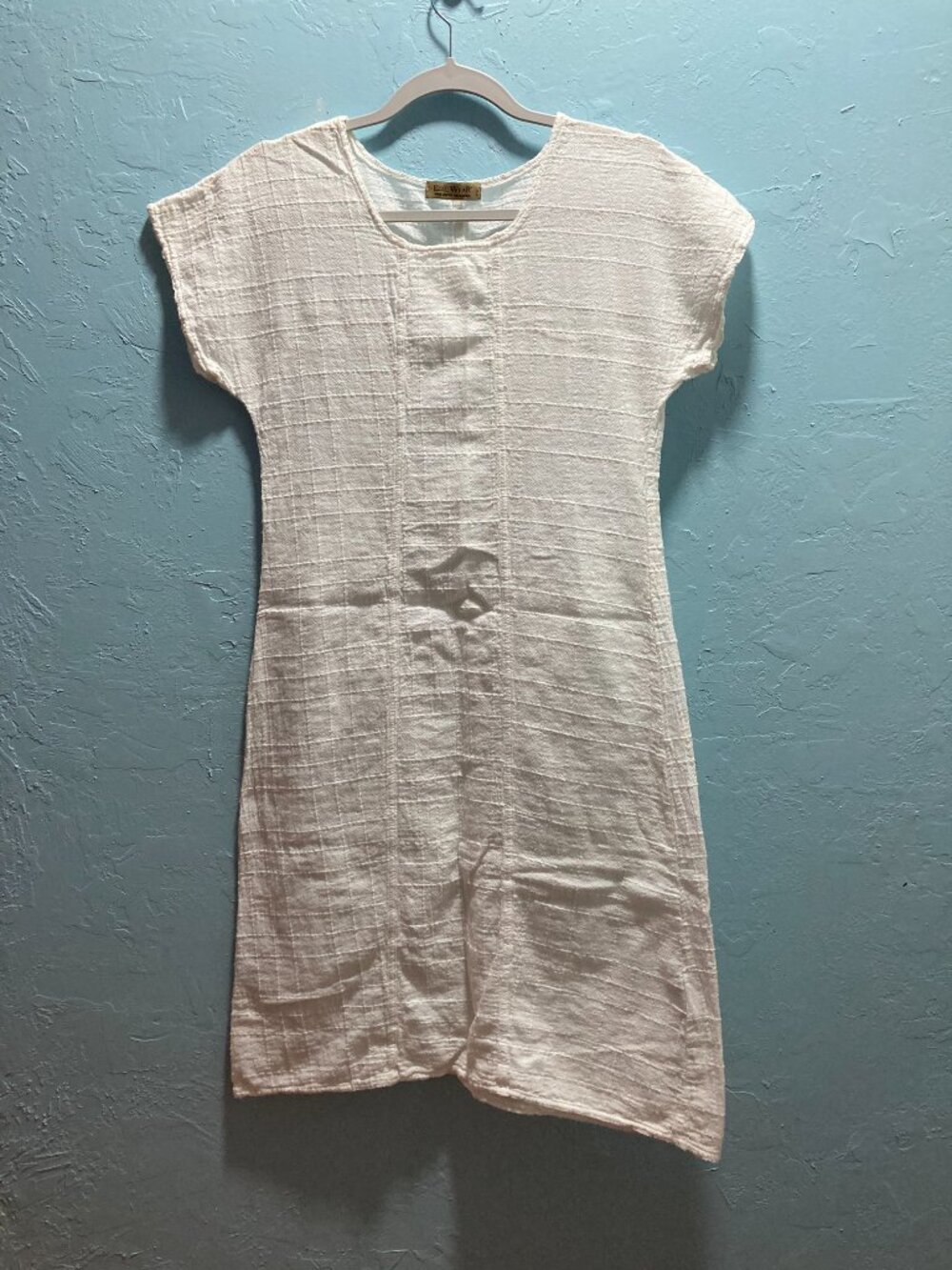 Ezze Wear Canada Textured Cotton Dress Cap Sleeves Ivory Coastal Resort S/P